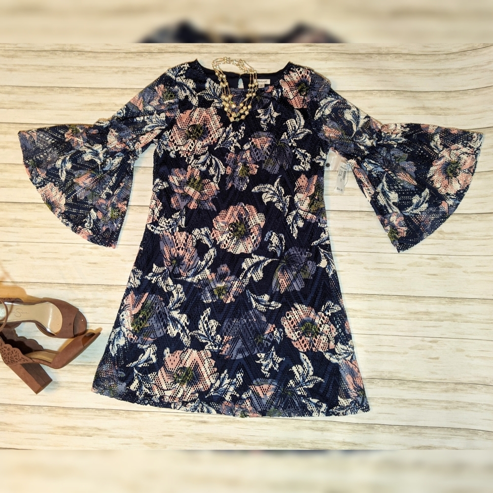 NWT Navy Blue and floral Westport dress